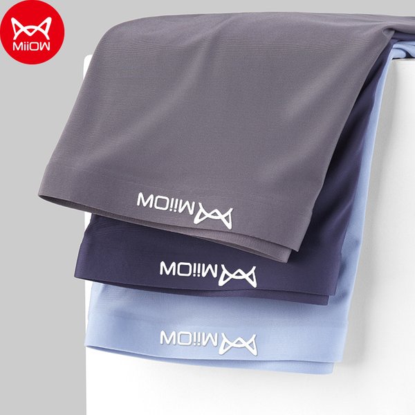 MiiOW 3 pièces glace soie été ultra-mince confortable et respirant sous-vêtements pour hommes sans couture boxeurs pour hommes culottes pour hommes Sexy
