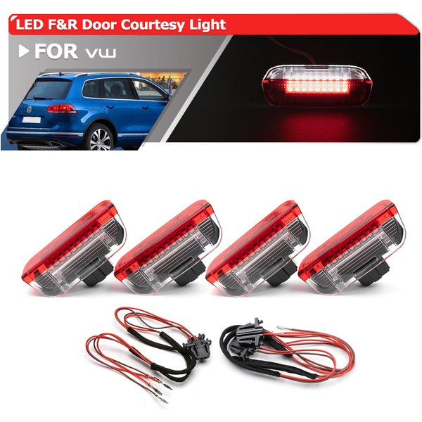 For Volkswagen VW Touareg II MK2 2010-2018 White/Red Led Door Courtesy Warning Light Interior Under Welcome Puddle Lamp