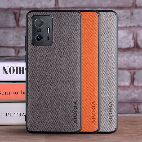Luxuriöse Textil-Lederhülle für Xiaomi 11T mi 11T Pro, weiches TPU mit hartem PC, 3-in-1-Material, Kameraschutz-Design