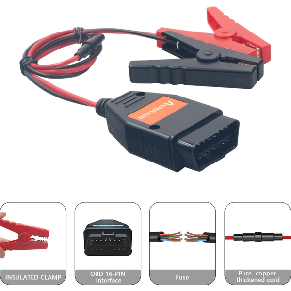 Aermotor Auto Notfall Power Off Protector Mit OBD2 Anschlüsse Auto Batterie Terminal Clip-on Batterie Lade Clip ECU Speicher