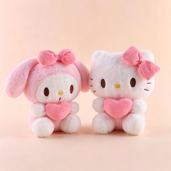 22 cm Hello Kitty Kuromi Kissen, KT Plüschtier, weiches Stofftier für Mädchen, Herz, My Melody, Cinnamoroll, Stoffpuppe, Geschenk...