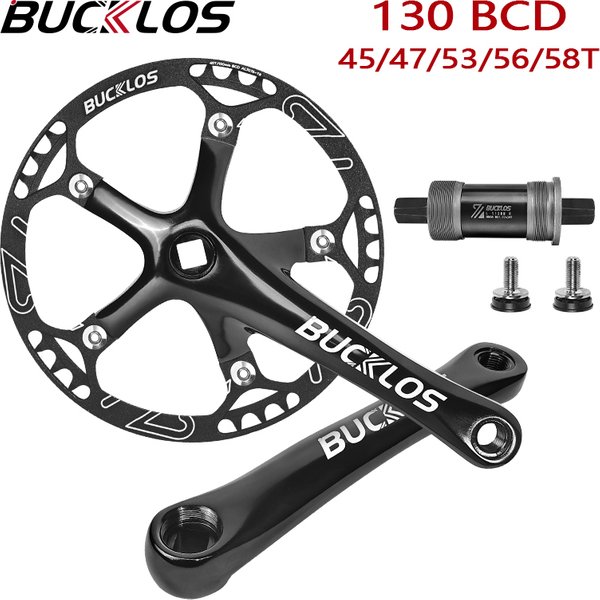 BUCKLOS 130BCD Fahrradkurbelgarnitur Faltradkurbelgarnitur 45T 47T 53T 56T 58T 130 BCD BMX Kurbelgarnitur Faltrad Kettenblatt