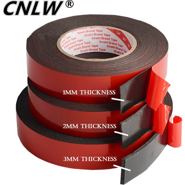 1 bande adhésive en mousse double face ultra-résistante de 1 mm à 3 mm d'épaisseur, 10 mm à 50 mm, pour montage et fixation