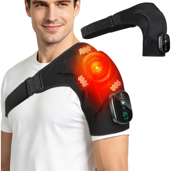 Einstellbarer elektrisch beheizter Schultergurt mit LED-Wärmekompresse und Rückenstütze für die Schulter