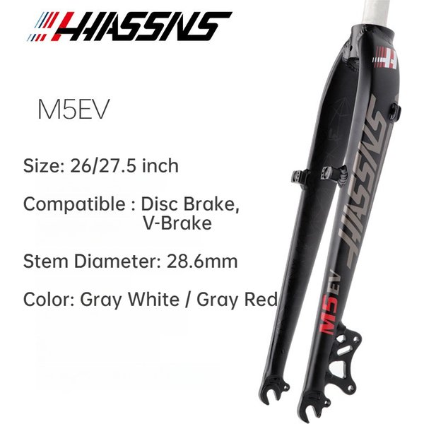 HASSNS – fourche rigide en alliage d'aluminium pour vtt, 26/27, 5 pouces, pour frein à disque, Tube droit de frein en V, 28.6mm, accessoires de cyclisme