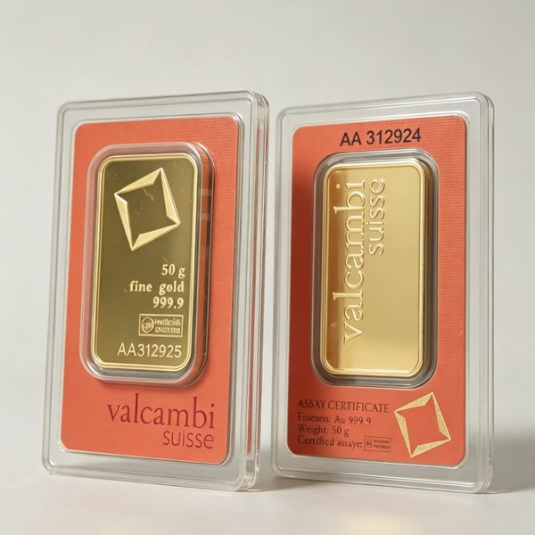Valcambi 1oz/50g Złoty Wszechka z Mosiądzu, Pozłacana, z Różnymi Numerami Seryjnymi, Dekoracja Domu