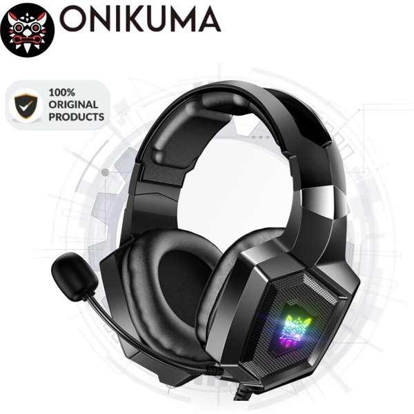 ONIKUMA Kabelgebundene Stereo-Gaming-Kopfhörer mit Mikrofon, LED-Leuchten für Gamer-Headset, Gaming-Headset für Esports