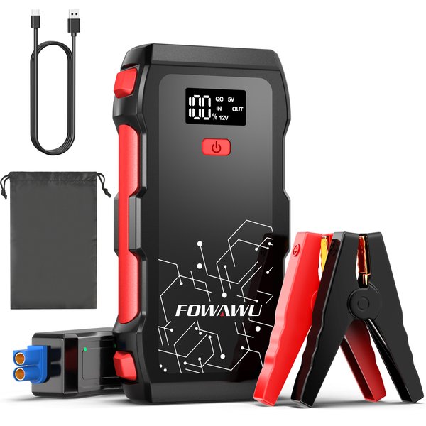 FOWAWU 6000A 26800mAh Auto-Starthilfegerät, Batterie-Booster-Powerpack für alle Benzin- und 10L-Dieselmotoren, 12V Auto-Starthilfe