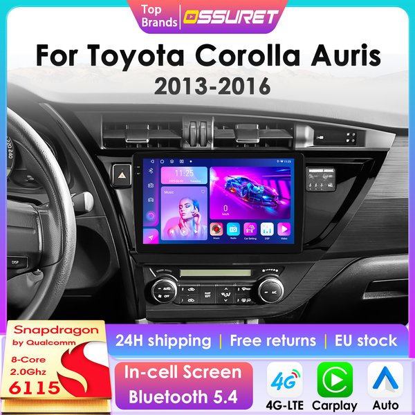 2Din Android 14 Auto Multimedia GPS Player Für Toyota Corolla Auris 2013-2016 Carplay 4G Intelligente Bildschirm autoradio 360 Kamera