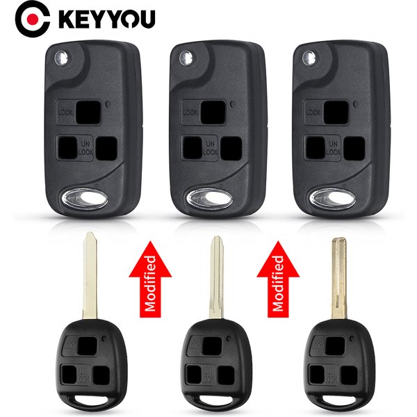 KEYYOU 1 pièces pour Toyota Yaris Carina Corolla Avensis Fob clé fluide pliante modifiée TOY47 TOY48 TOY43 lame sans boutons