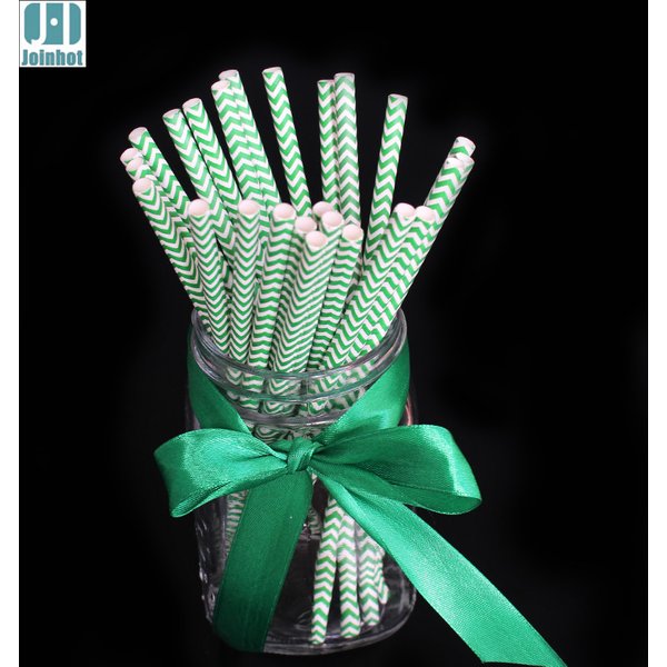 Pack of 25PCS Green Chevron Paper Drinking Straws Creative Drinking Straw for Wedding Party Decorating