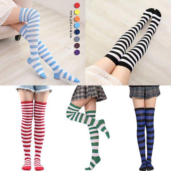 Weihnachten Frauen Sexy Socken Halloween Oberschenkel Hoch Overknee Halloween Overknee Gestreifte Strümpfe Dünne Socken Tägliches Tragen