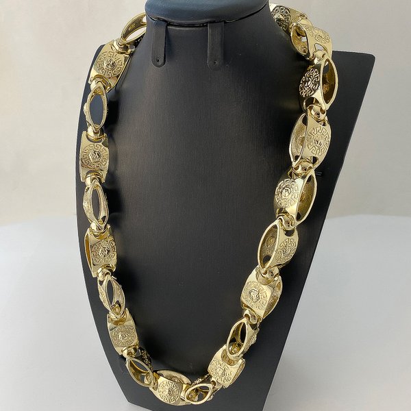 Collier pour homme en cuivre plaqué or épais, chaîne à gros maillons, style hip-hop, bijou de mode pour tous les jours, soirées, boîtes de nuit, cadeau