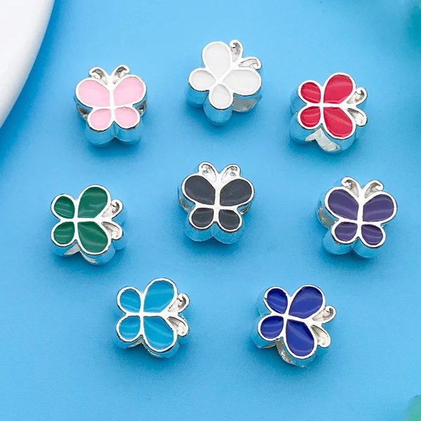 Randomly Mix 8pcs/Set Zinc Alloy Oil Dripping Large Hole Beads for DIY Necklace Bracelet Earrings Jewelry Making Handmade