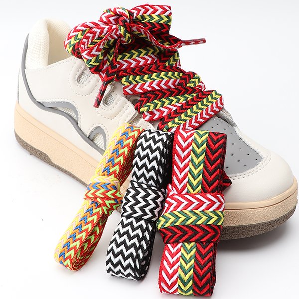 Lacets plats pour baskets lacets de chaussures à pain ondulé marque de luxe largeur de lacet 1.5 cm/2 cm/3 cm tendance chaussure dentelle corde chaussures cordes