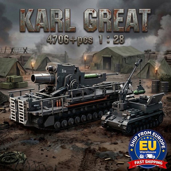 4706 Teile 1:28 Karl Mortar Schwerer Panzer MOC Bausteine Set Militär Armee Fahrzeugmodell Bausätze Weltkrieg Bausteine DIY Spielzeug Geschenke für Erwachsene