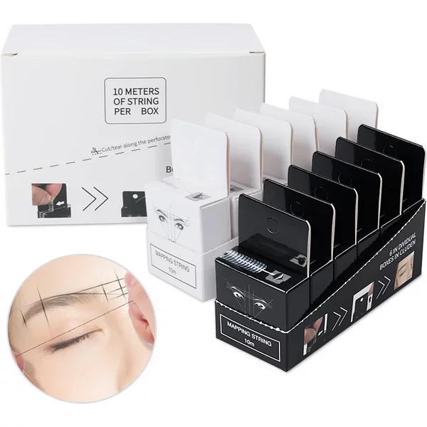 Fil de pré-encre de cartographie de 10 mètres, pour Microblading, maquillage, teinture des sourcils, fil de revêtement, outil de mesure de positionnement Semi-Permanent, 6 pièces