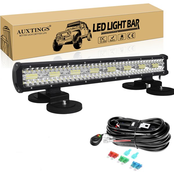 8D 15 - 23 Zoll 300W-480W Offroad LED-Lichtleiste mit 2X Magnetischer Halterung Kabelset 12V 24V LED-Leiste für Auto Jeep LKW 4x4 ATV Boot