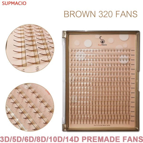 Extensions de cils pré-faites SupMacio Marron Doux 6D 5D 4D 3D 9-16 Mix Marron Volume Bouquets de cils pré-faits