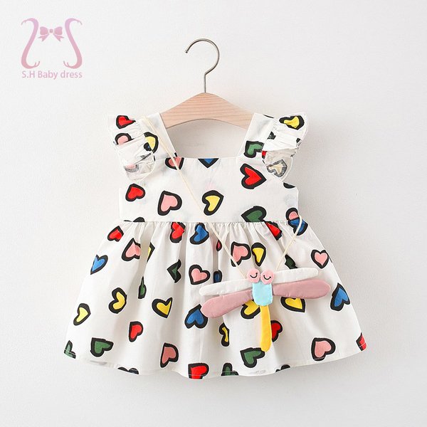 2 Teile/satz Süße Herz Baby Mädchen Kinder Kleidung Sommer Kleinkind Kleid Für Mädchen Dünne Baumwolle Kinder Kostüm Anzug 0 Bis 3 Y senden Taschen