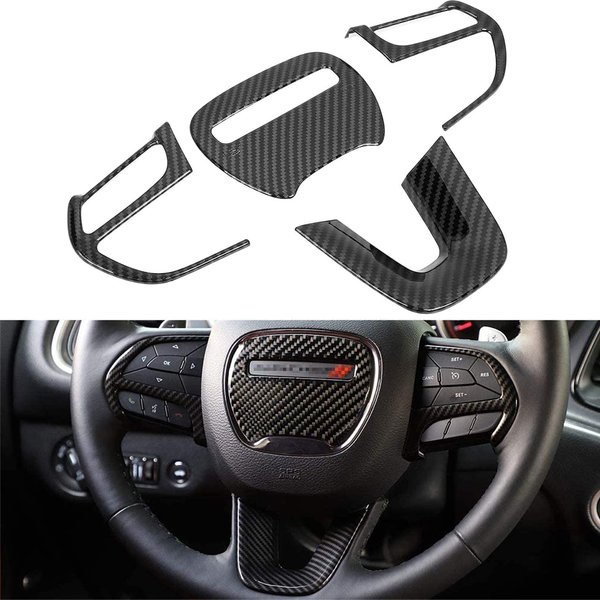 Car Steering Wheel Decoration Cover Stickers Frame for Dodge Challenger Dodge Charger 2015-2022 Interior Mouldings Accessories