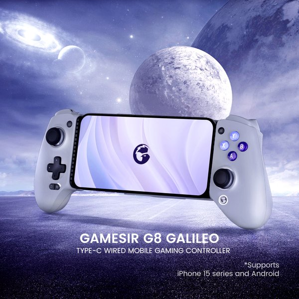 Manette de jeu mobile filaire GameSir G8 Galileo avec joysticks et gâchettes à effet Hall, manette de jeu sans délai pour la série iPhone 15 et les appareils Android