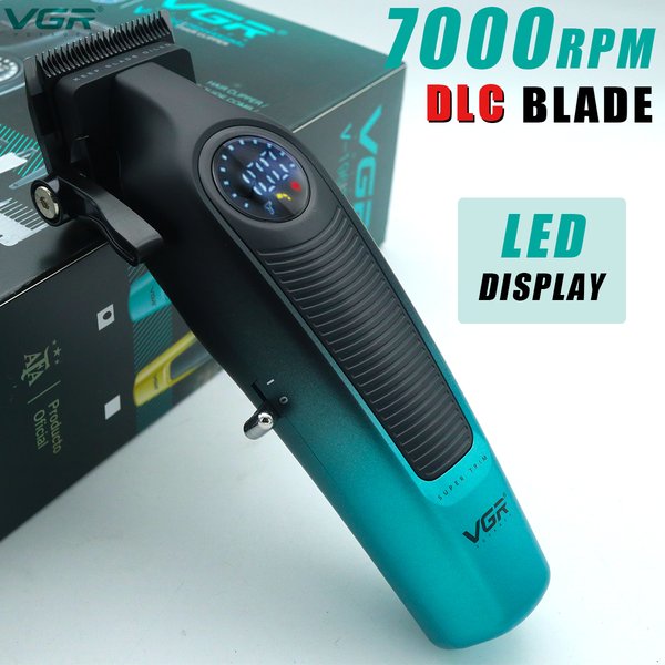 VGR 196 tondeuse à cheveux professionnelle lame DLC affichage LED sans fil USB lame en céramique hommes Machine de coupe de cheveux tondeuse à cheveux Machine