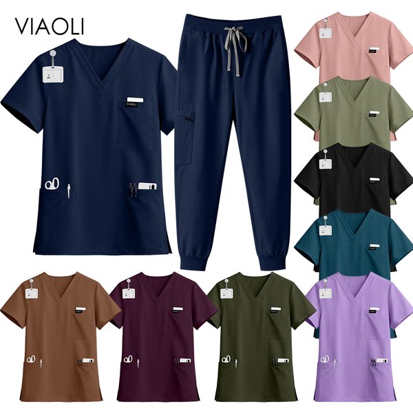 Tenue de travail multicolore pour infirmières et médecins, uniforme chirurgical, blouses et pantalons pour animaux de compagnie, tenue de travail multi-poches pour femmes et hommes