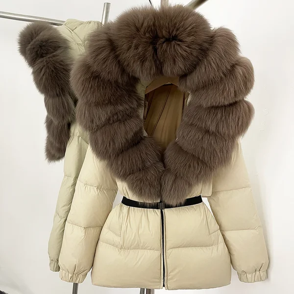 OFTBUY Women's Down Coats and Parkas Hooded Duck Down Coat Women Winter Clothing Puffer Jacket Real Fox Fur Waterproof Female