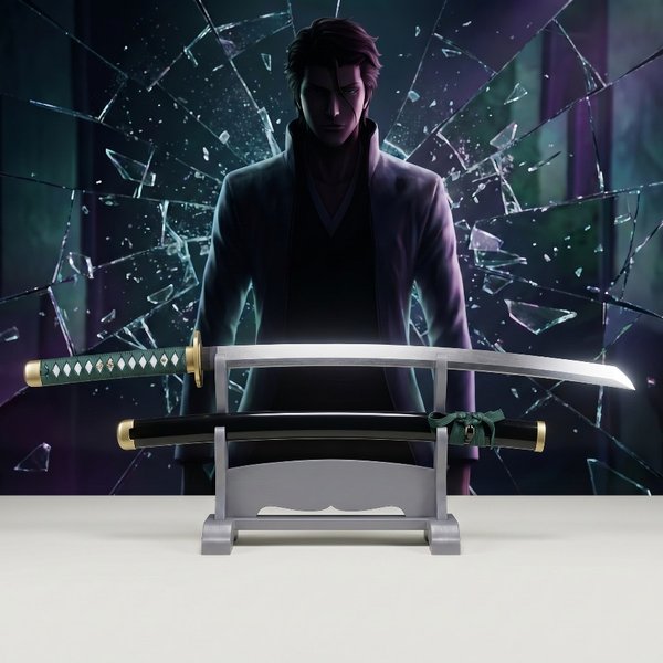 40 Zoll Anime Bleach Schwert Ninja-Klinge Messer Aizen Sousuke Cosplay Requisiten-Schwert Originalgetreues Japanisches Katana Samurai-Säbel Spielzeug Geschenk