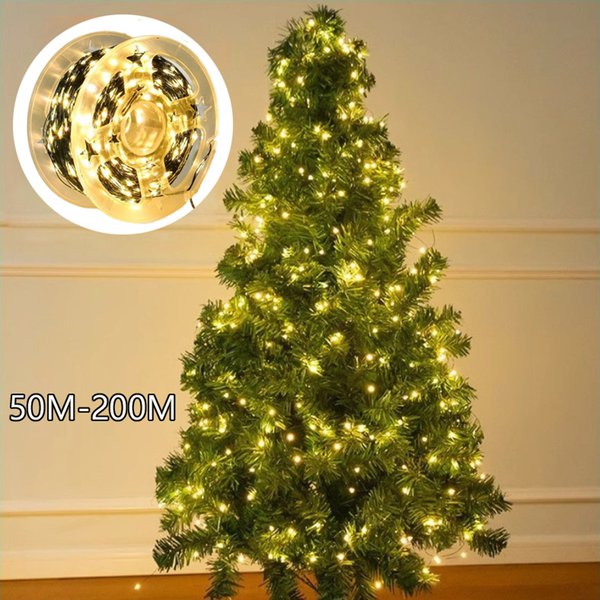 50M-200M guirlande lumineuse guirlande de noël LED fil vert fée lumière pour l'extérieur nouvel an arbre de noël décoration de fête de mariage