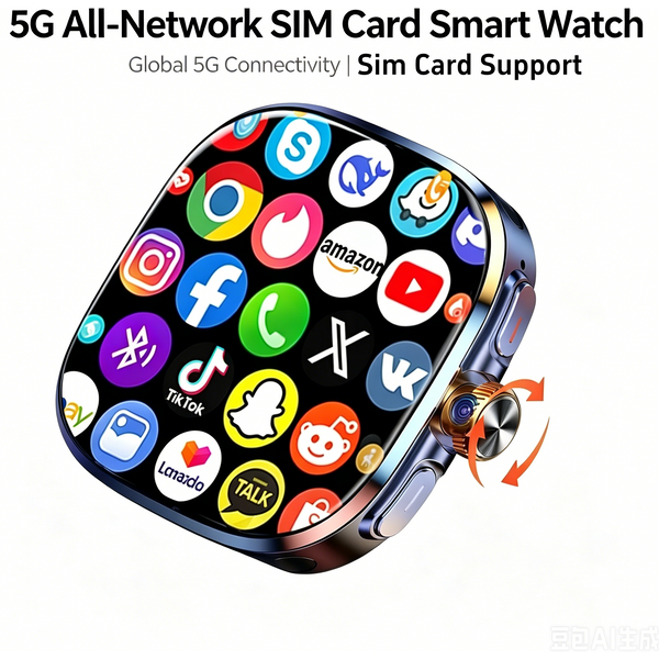Original M99 Android Smartwatch 2,4 Zoll AMOLED 5G LTE Smartwatch Mit 900W Drehbarer Kamera GPS WLAN SIM-Kartensteckplatz NFC App-Store
