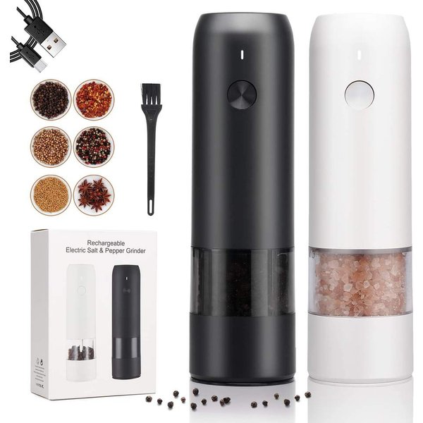 Elektrische Automatische Salz und Pfeffermühle Set Wiederaufladbare Mit USB Schwerkraft Gewürzmühle Einstellbare Gewürze Grinder Küche Werkzeuge