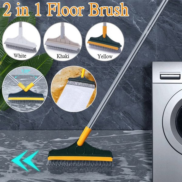 Brosse de sol en acier inoxydable, manche long, carrelage, livres, 2 en 1
