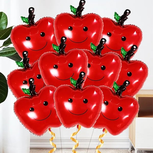 10 pièces ballons en aluminium pomme anniversaire fruits rouge pomme Air Globos bonjour fête d'été retour à l'école bébé douche décorations fournitures