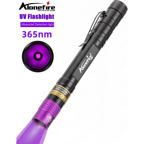 SV64 365nm UV LED Flashlight Powerful Black Light Invisible Torch Money Scorpion Cat Pet Stains Marker Ore Check Use AAA Battery