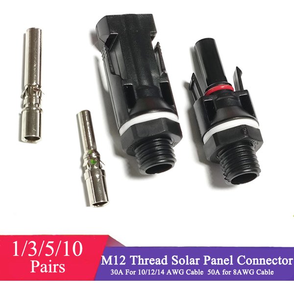 1/3/5/10 Paare/los Solar Panel Mount Stecker M12 Gewinde Solar Männlich Weiblich Anschlüsse für Inverter DC Combiner Box Installation