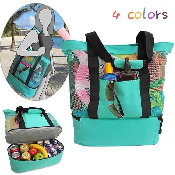 Wärme Erhaltung Picknick Strand Tasche Frauen Mesh Transparent Doppel-schicht Schwimmen Lagerung Hohe Kapazität Einkaufen Wasserdichte Taschen Tote