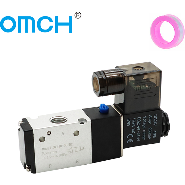 Électrovanne pneumatique 3V210-08, 3 voies, 2 positions, contrôle directionnel de l'air, DC12V DC24V AC110V AC220V