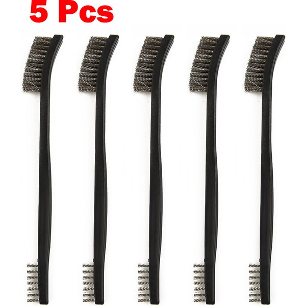 5pcs Steel Wire Brush Double Head Nylon Steel Brass Wire Cleaning Brushes Industrial Metal Rust Polishing Burring Hand Tools