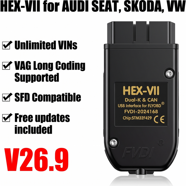Kostenlose Updates für VCDS-HEX VII VAGCOM V25.3 HEX V2 VAG Scanner-Tools USB-Schnittstelle für VW AUDI Skoda Seat Unbegrenzte VINs OBD-Tool