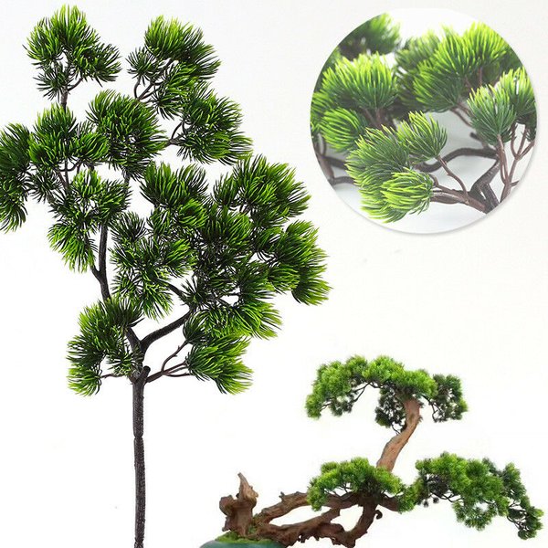 42 cm Künstliche Pflanze Kiefer Zweig Grüne Blätter Gefälschte Pflanzen Hause Kiefer Bonsai Zubehör Hochzeit Blumenarrangement Dekoration