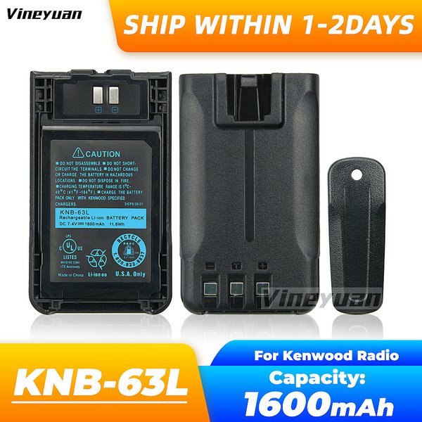 Kenwood – batterie Li-ion de remplacement, KNB-63L, 1600mAh, pour Radios bidirectionnelles, TH-K20A, TH-K20E, TH-K40A, TK-2000, TK-3501, TK-U100