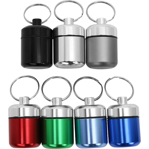 Boîte à pilules étanche en aluminium avec rangement scellé, tête plate et porte-clés pour vitamines, médicaments et huiles de poisson
