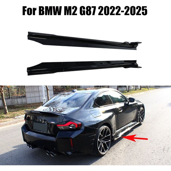 Für BMW M2 G87 2023–2025 Seitenschweller mit Winglet-Verlängerung, Spoiler-Schutz, Splitter, glänzend schwarzer Carbonfaser-Look