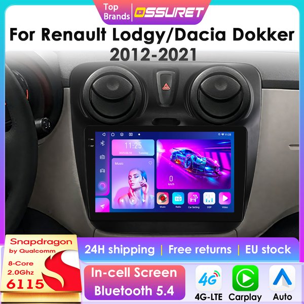 Snapdragon 6115 Android 14 Auto Multimedia Radio Für Renault Lodgy Dacia Dokker 2012-202 drahtlose CarPlay Android Auto 4G GPS DSP
