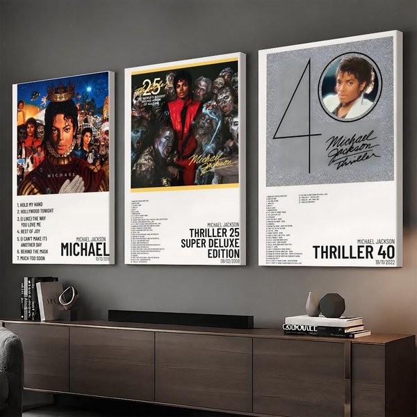 Affiche murale imprimée sur toile HD, peinture et calligraphie de Michael Jackson, chanteur et artiste | Cadre optionnel | Décoration moderne pour couloir