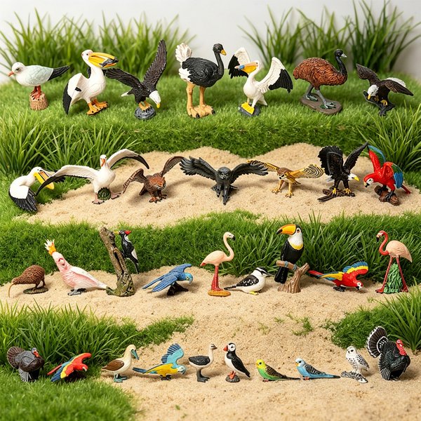 Oiseaux sauvages animaux dinde araw hibou aigles avruche pélican Figurines jouet Animal figurine apprentissage éducation oiseaux cadeaux