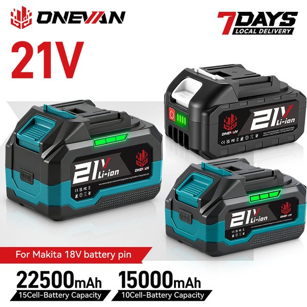 ONEVAN 18V-21V 22500mAh 15000mAh Lithium-Ionen-Akku, wiederaufladbarer Akku mit Ladegerät für elektrische Schraubenschlüssel, Kettensägen, Elektrowerkzeuge
