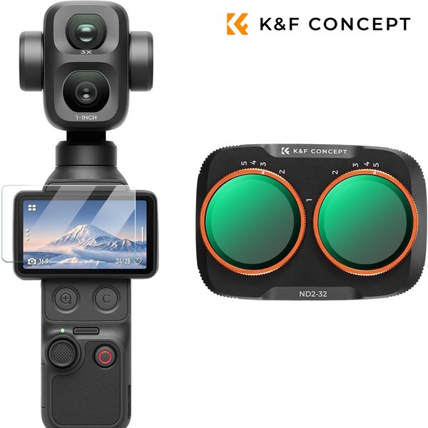 Filtre ND variable K&F CONCEPT pour DJI Osmo Pocket 4P, filtre à densité neutre variable ND2-32 ND32-512, installation rapide à clipser